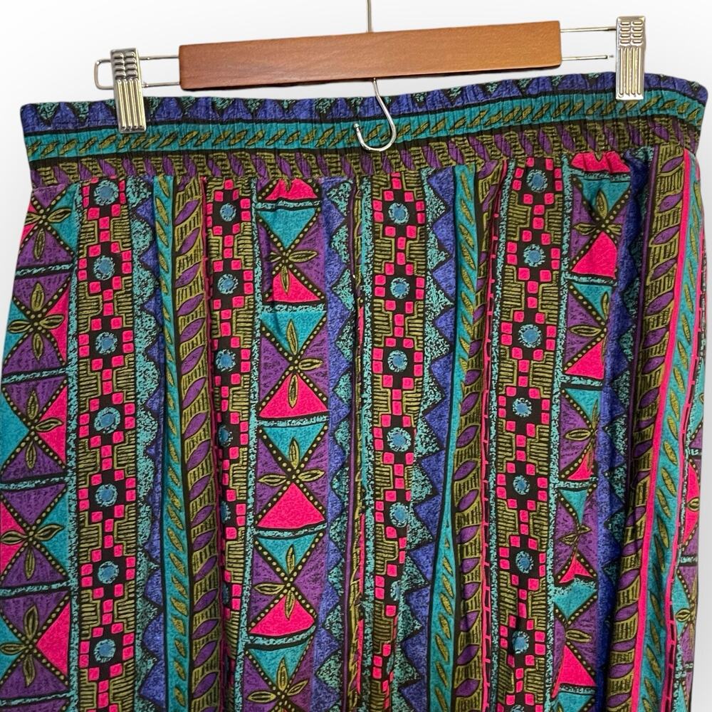 Norton McNaughton Multicolor Geometric Midi Skirt - Teal, Magenta, Blue - Picture 6 of 11
